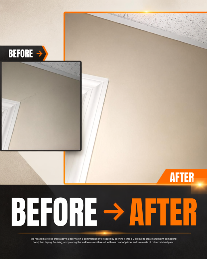 Repair of a stress crack above a doorway in Calhoun, GA